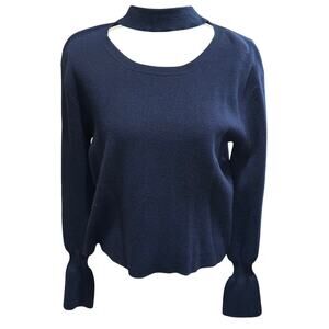 J.O.A. Blue Crew Neck Sweater with Minimalist Design